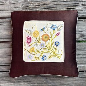 Vintage Needlepoint Embroidered Throw Pillow